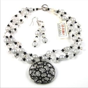 SB-Bijoux Multi stone necklace pendant set